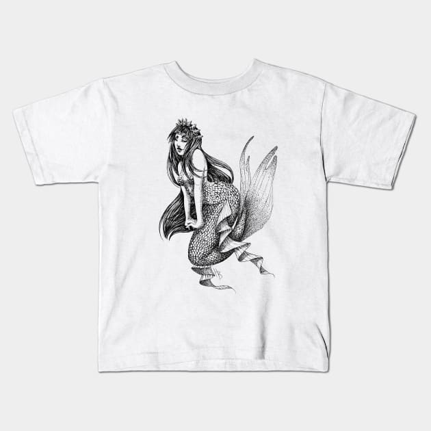 Elegent Mermaid (B&W- full transparent) Kids T-Shirt by Hannahbattle